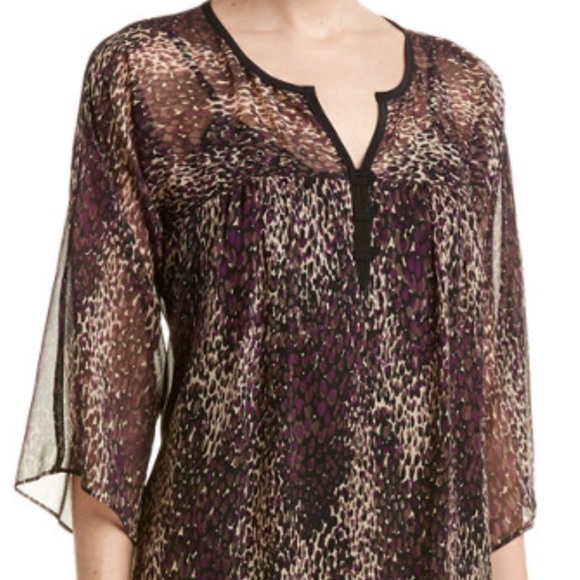 NANETTE Lapore 100% Silk Purple Splash Tunic Sustainable Size 2 - Picture 6 of 8